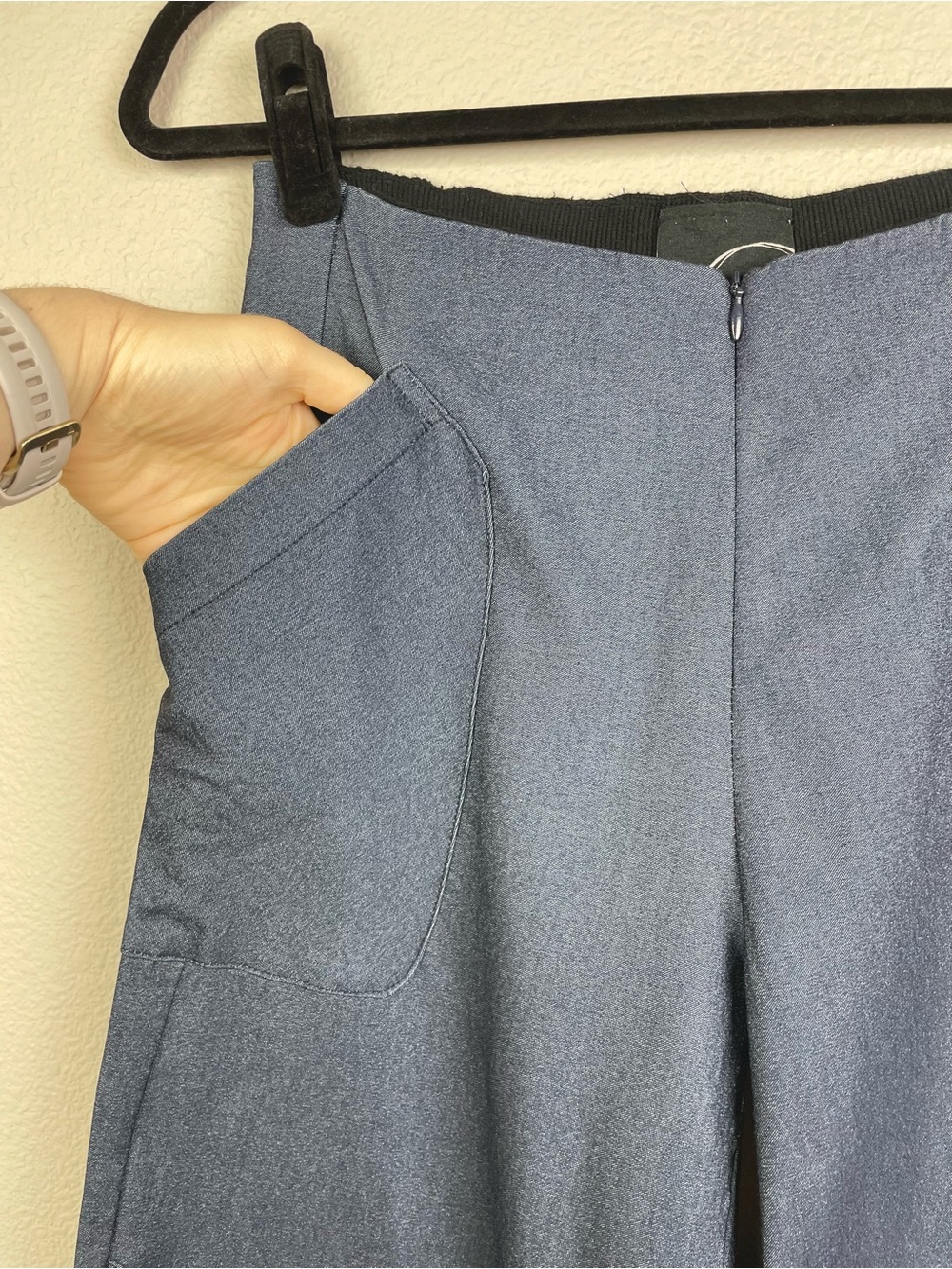 Porto San Francisco Women's 6 Chambray Barrel Leg Capri Pants Patch Pockets Zip - Picture 9 of 16
